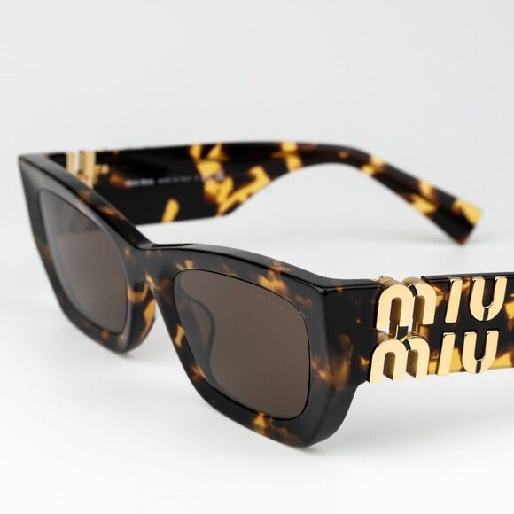 NEW Miu Miu MU09WS VAU06B GLIMPSE Honey Havana Brown Rectangle Women Sunglasses main image 8